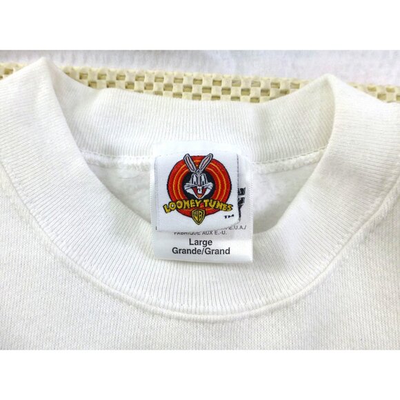 Vintage 1997 Looney Tunes Taz Im Lucky Sweatshirt St. Patricks Day Large White - Picture 3 of 12